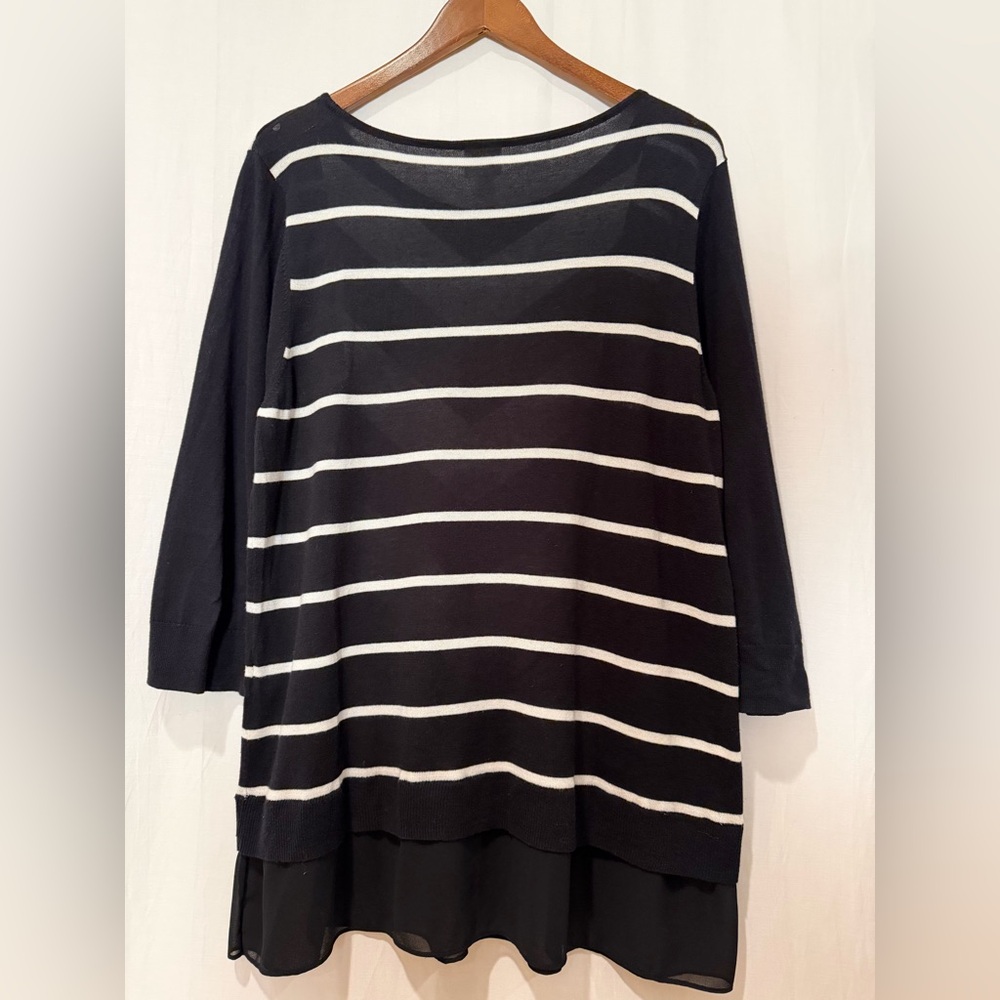 Chico's Cotton Rayon Blend Tunic Extra Soft & Light w. Chiffon Hem Sz 3 (XL /16) - Picture 2 of 8